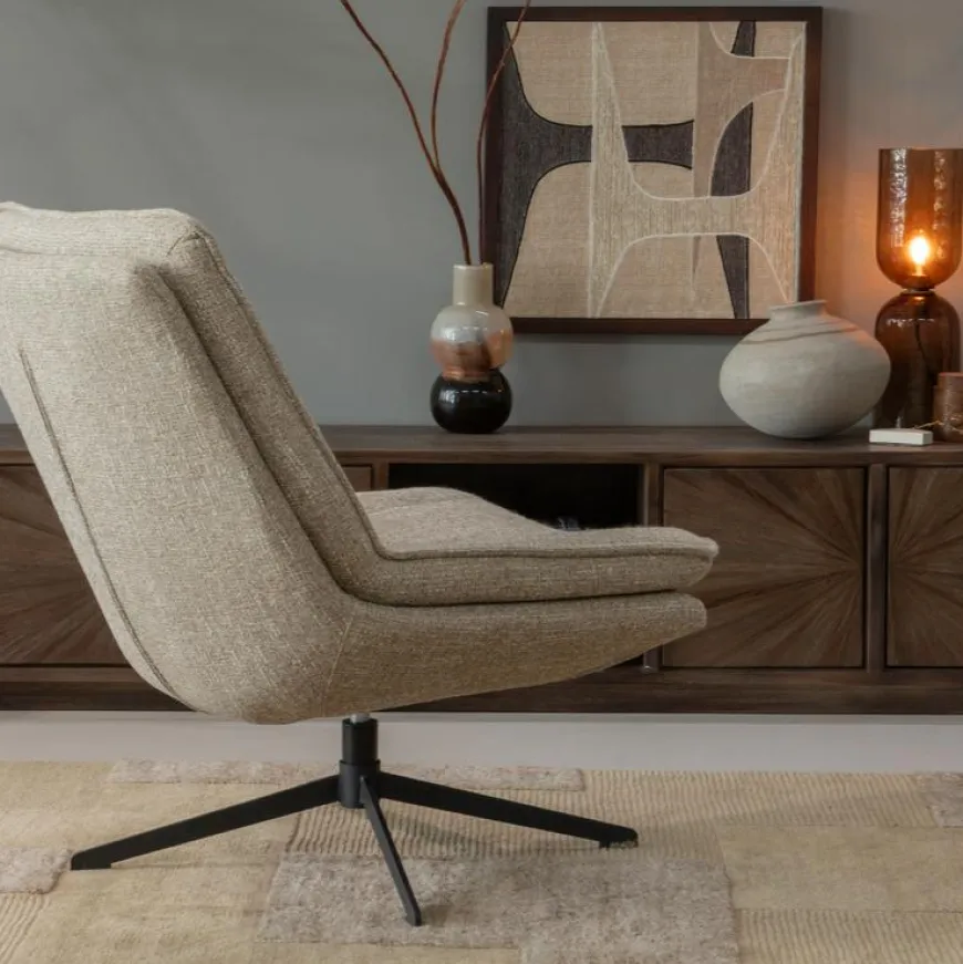 Woood Milaro draaifauteuil naturel melange