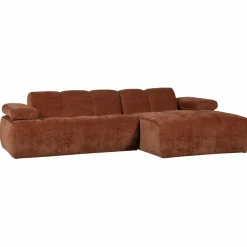 Woood Mojo Chaise Longue Bank Rechts Geweven Ribstof Roestbruin