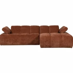 Woood Mojo Chaise Longue Bank Rechts Geweven Ribstof Roestbruin