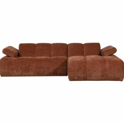 Woood Mojo Chaise Longue Bank Rechts Geweven Ribstof Roestbruin