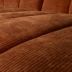 Woood Mojo Chaise Longue Bank Rechts Geweven Ribstof Roestbruin