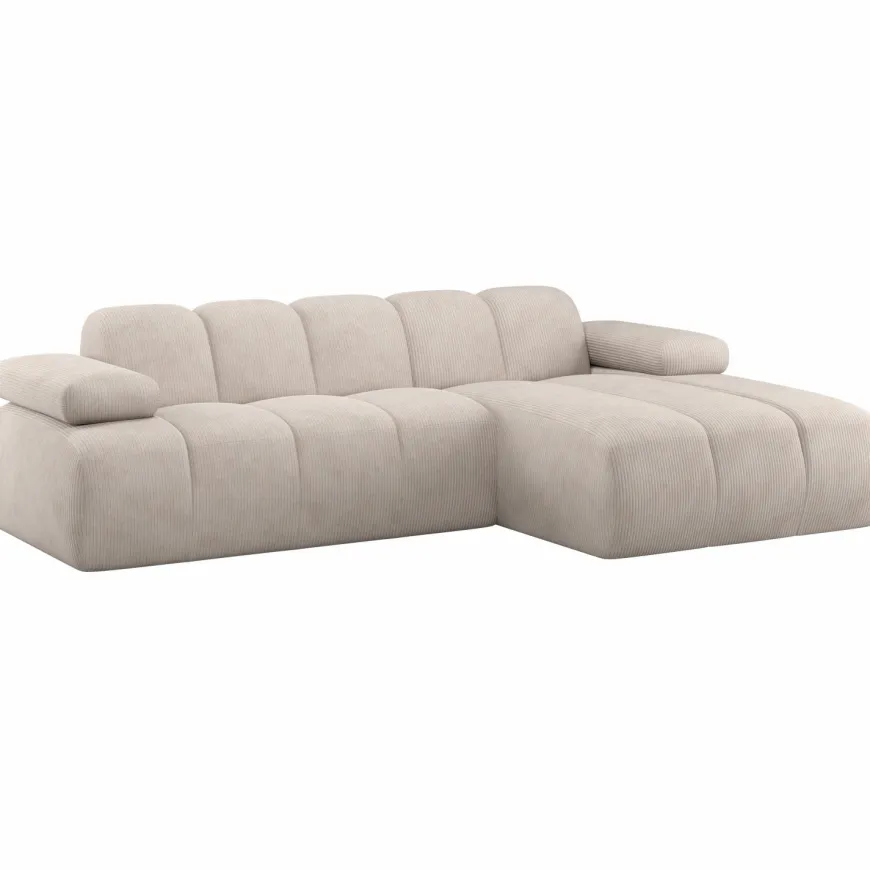 Woood Mojo Chaise Longue Bank Rechts Ribstof Ecru
