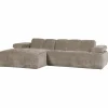 Woood Mojo Chaise Longue Bank Links Geweven Ribstof Donkerzand