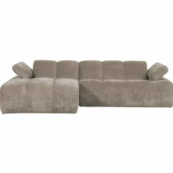 Woood Mojo Chaise Longue Bank Links Geweven Ribstof Donkerzand