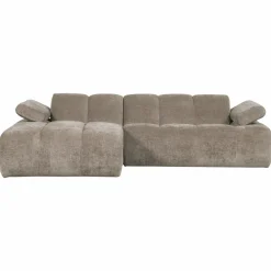 Woood Mojo Chaise Longue Bank Links Geweven Ribstof Donkerzand