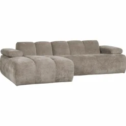 Woood Mojo Chaise Longue Bank Links Geweven Ribstof Donkerzand