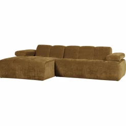 Woood Mojo Chaise Longue Bank Links Geweven Ribstof Honinggeel