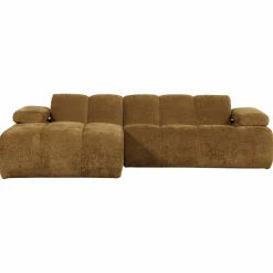 Woood Mojo Chaise Longue Bank Links Geweven Ribstof Honinggeel