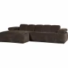 Woood Mojo Chaise Longue Bank Links Geweven Ribstof Bruin