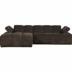 Woood Mojo Chaise Longue Bank Links Geweven Ribstof Bruin