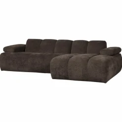 Woood Mojo chaise longue bank rechts ribstof bruin