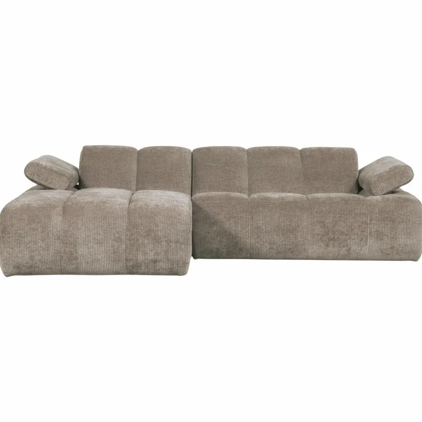 Woood Mojo chaise longue bank links ribstof donkerzand