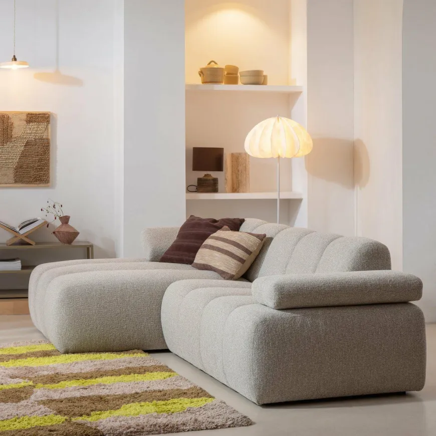 Woood MOJO chaise longue links boucle beige melange