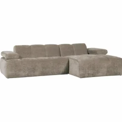 Woood Mojo chaise longue bank rechts ribstof donkerzand