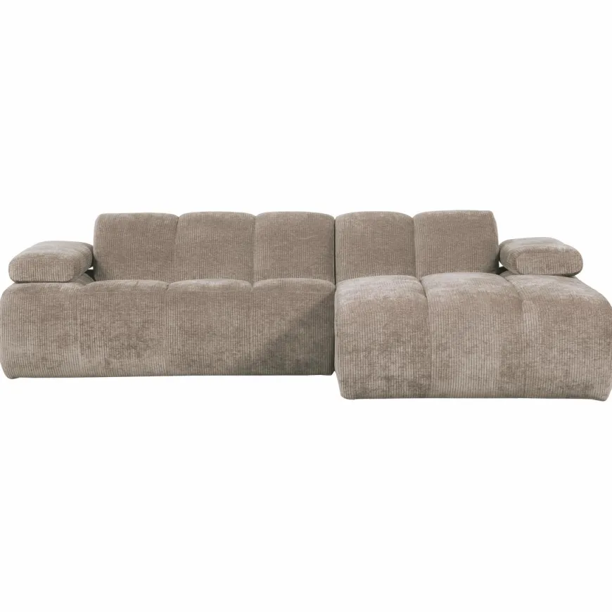 Woood Mojo chaise longue bank rechts ribstof donkerzand