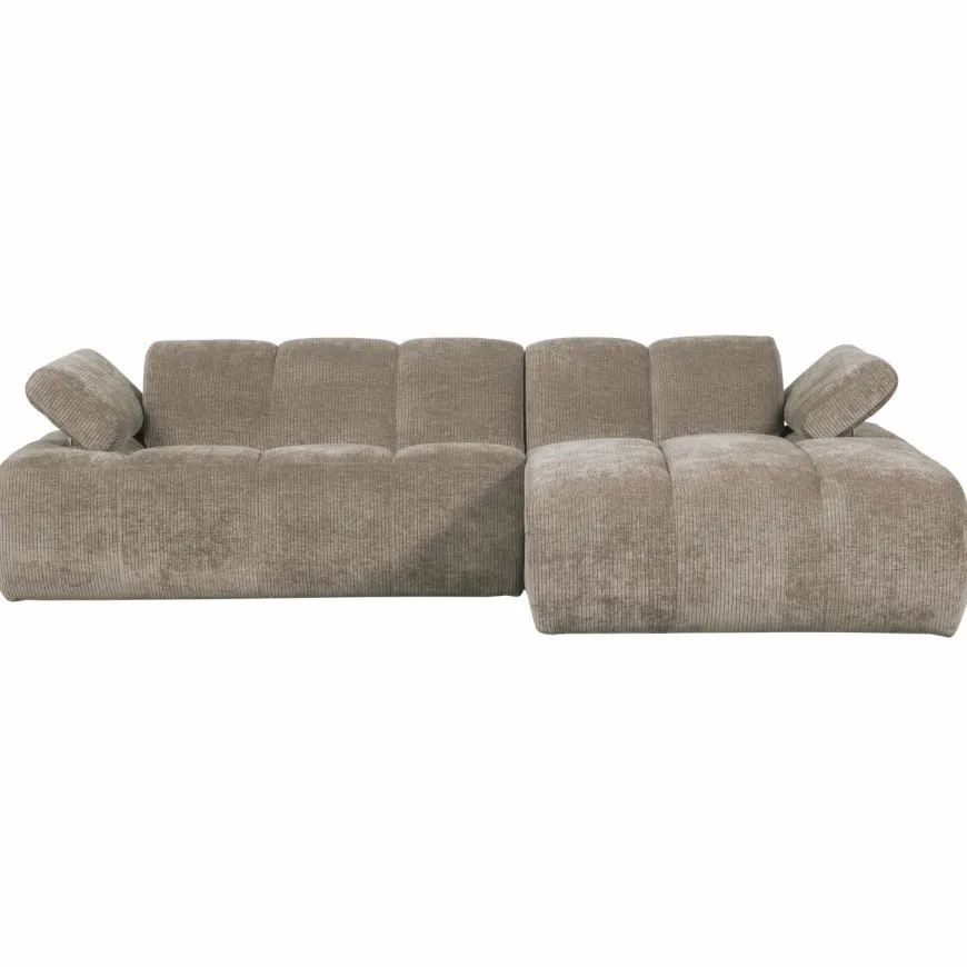 Woood Mojo chaise longue bank rechts ribstof donkerzand