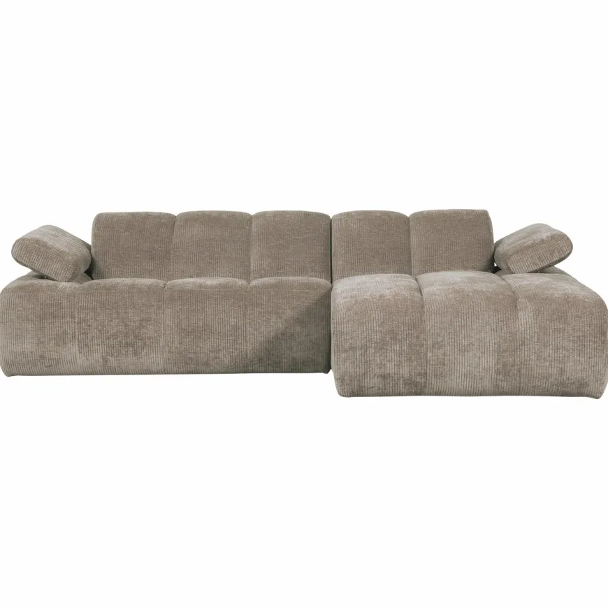 Woood Mojo chaise longue bank rechts ribstof donkerzand