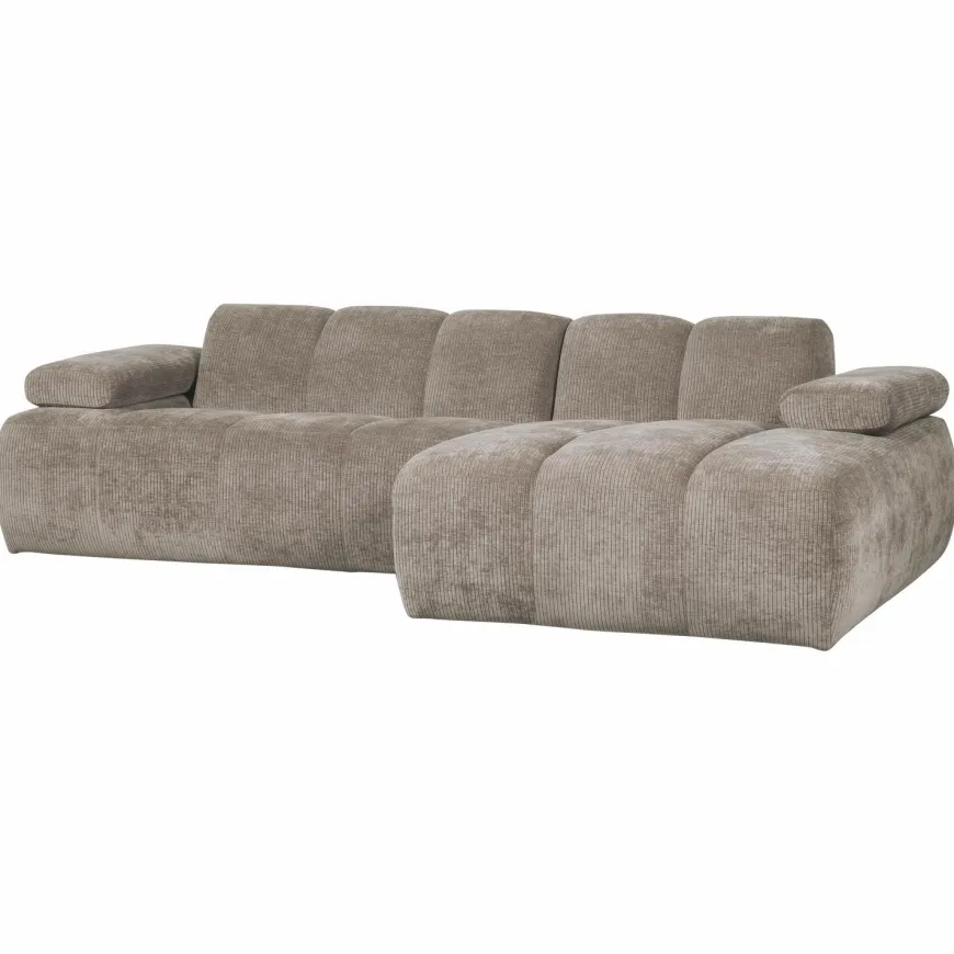 Woood Mojo chaise longue bank rechts ribstof donkerzand