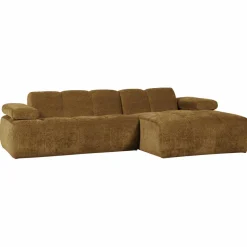 Woood Mojo Chaise Longue Bank Rechts Geweven Ribstof Honinggeel