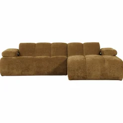 Woood Mojo Chaise Longue Bank Rechts Geweven Ribstof Honinggeel