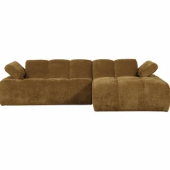 Woood Mojo Chaise Longue Bank Rechts Geweven Ribstof Honinggeel