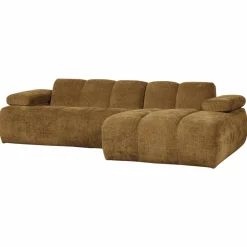 Woood Mojo Chaise Longue Bank Rechts Geweven Ribstof Honinggeel
