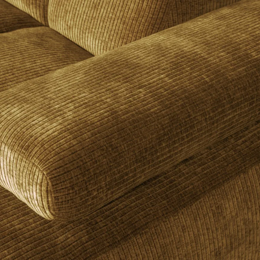 Woood Mojo Chaise Longue Bank Rechts Geweven Ribstof Honinggeel