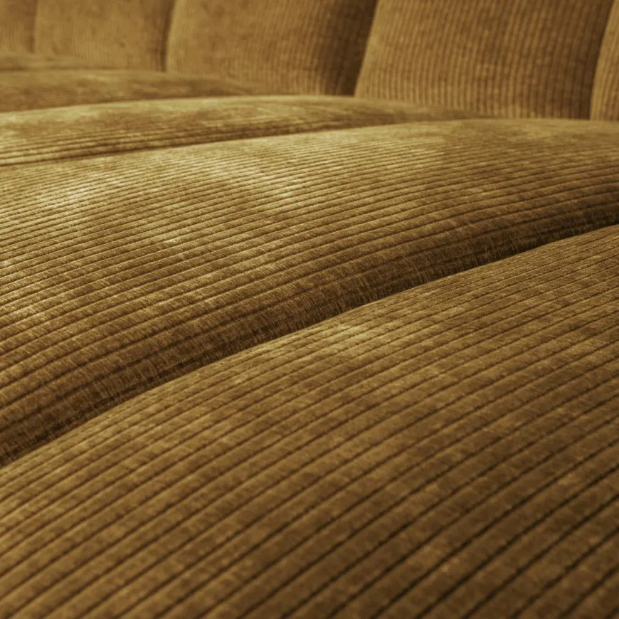 Woood Mojo Chaise Longue Bank Rechts Geweven Ribstof Honinggeel