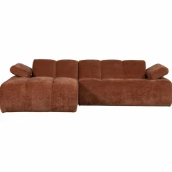 Woood Mojo Chaise Longue Bank Links Geweven Ribstof Roestbruin