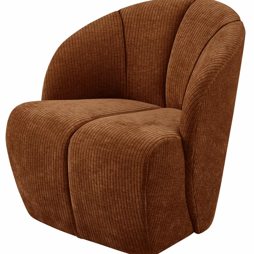 Woood MOJO draaifauteuil geweven ribstof roestbruin