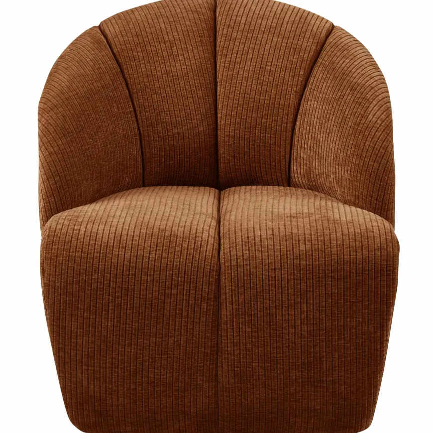 Woood MOJO draaifauteuil geweven ribstof roestbruin