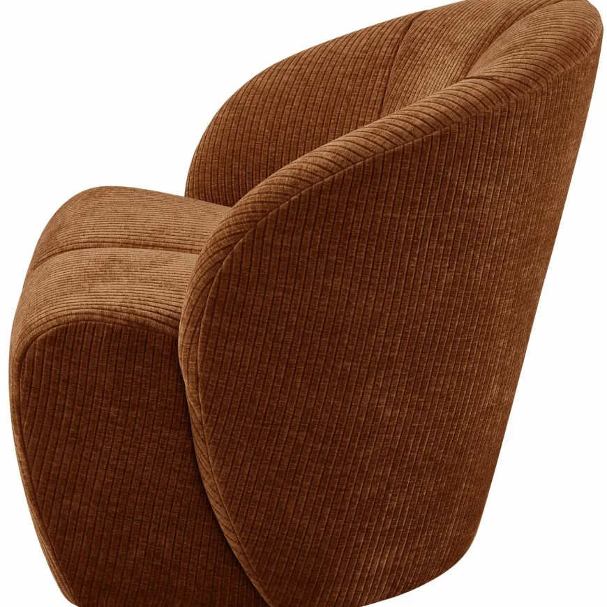 Woood MOJO draaifauteuil geweven ribstof roestbruin