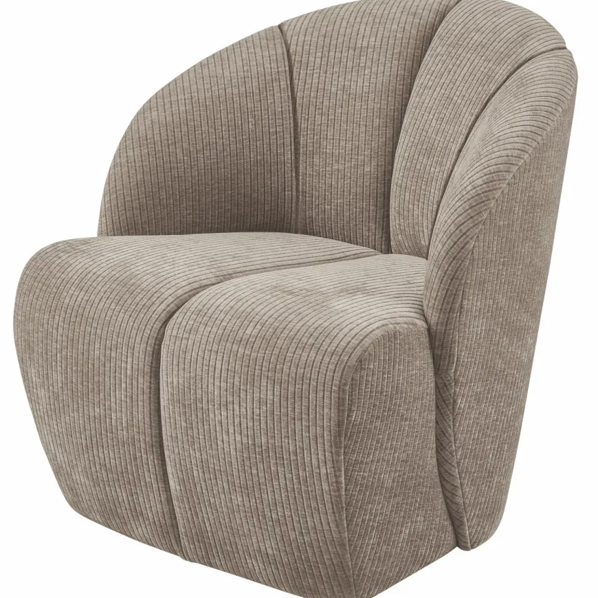 Woood MOJO draaifauteuil geweven ribstof donker zand