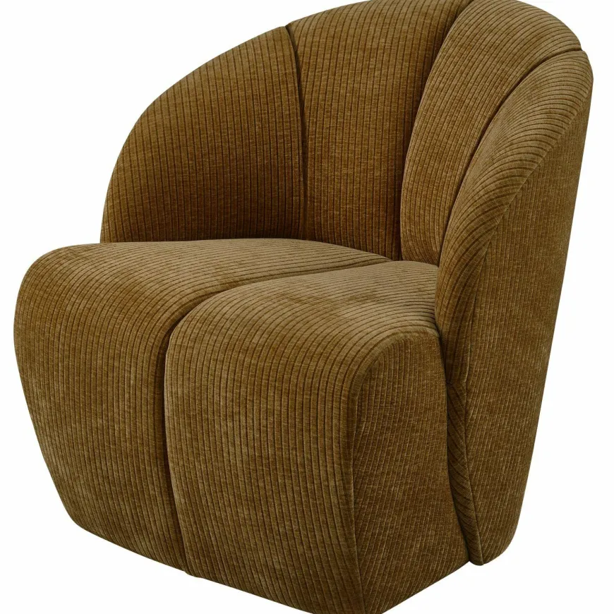 Woood Mojo draaifauteuil geweven ribstof honinggeel