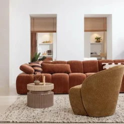 Woood Mojo draaifauteuil geweven ribstof honinggeel