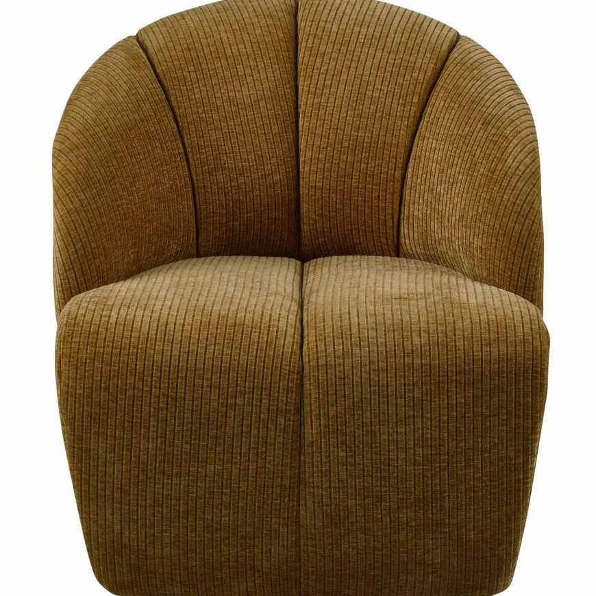 Woood Mojo draaifauteuil geweven ribstof honinggeel