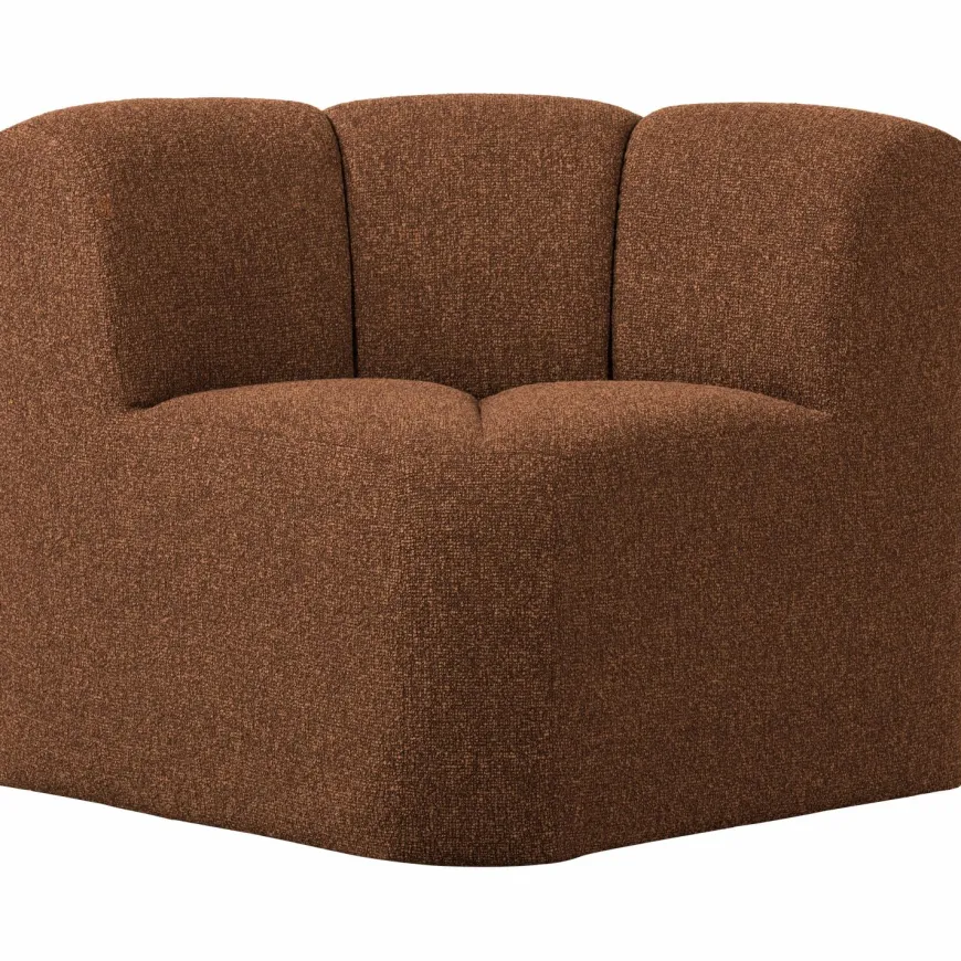 Woood Mojo Eetbankje Hoek Met Rugleuning Boucle Roestbruin Melange