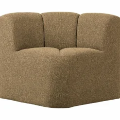 Woood Mojo Eetbankje Hoek Met Rugleuning Boucle Geel/Bruin Melange