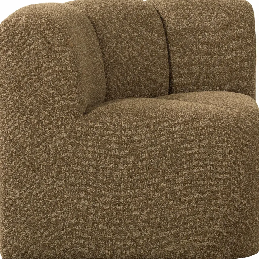 Woood Mojo Eetbankje Hoek Met Rugleuning Boucle Geel/Bruin Melange