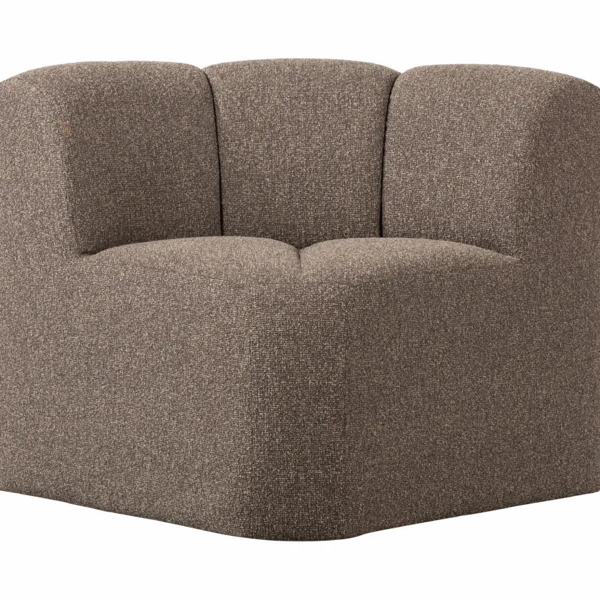 Woood Mojo Eetbankje Hoek Met Rugleuning Boucle Bruin Melange
