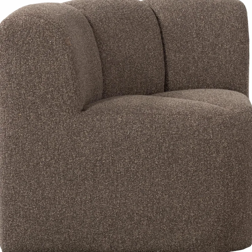 Woood Mojo Eetbankje Hoek Met Rugleuning Boucle Bruin Melange