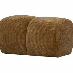 Woood Mojo poef 45x84x64cm geweven ribstof honinggeel