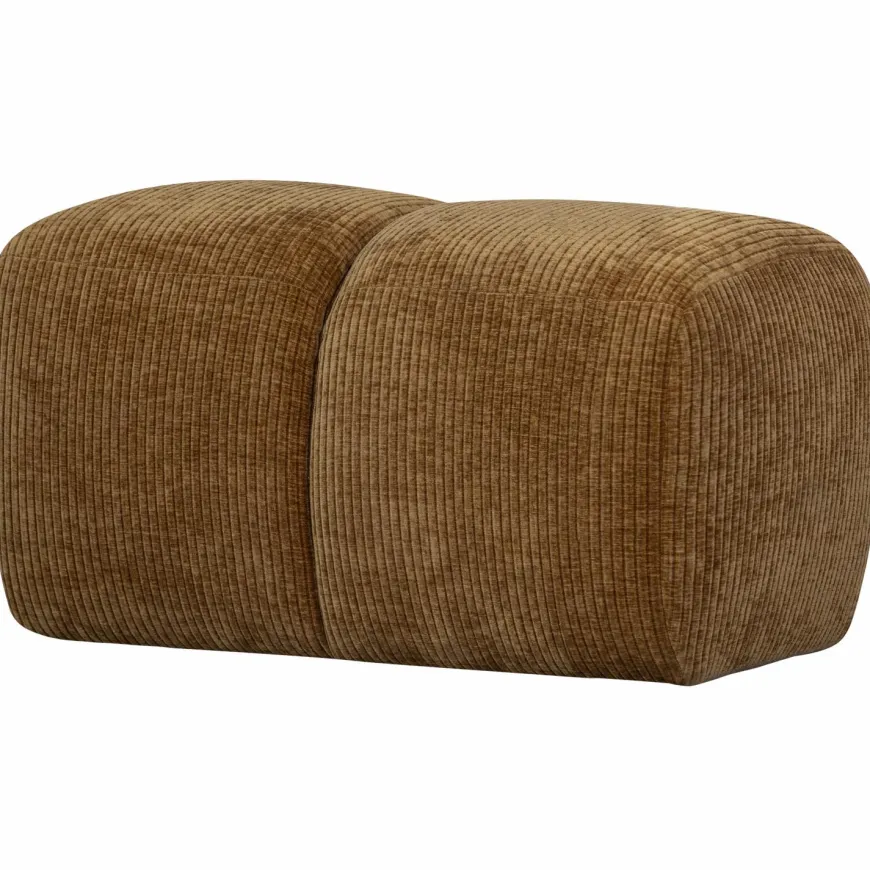 Woood Mojo poef 45x84x64cm geweven ribstof honinggeel