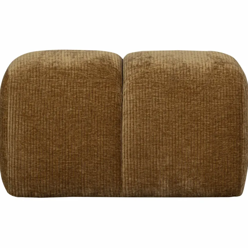 Woood Mojo poef 45x84x64cm geweven ribstof honinggeel