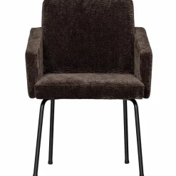 Woood MOUNT eetkamerstoel met armleuning 3D chenille donkerbruin