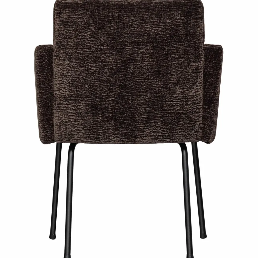 Woood MOUNT eetkamerstoel met armleuning 3D chenille donkerbruin