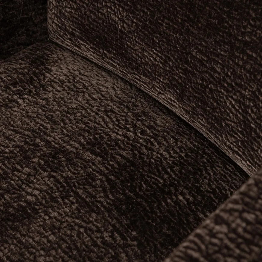 Woood MOUNT eetkamerstoel met armleuning 3D chenille donkerbruin