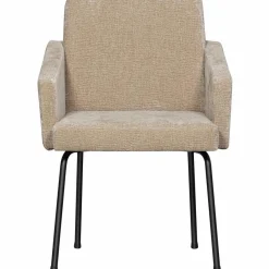 Woood MOUNT eetkamerstoel met armleuning 3D chenille zand