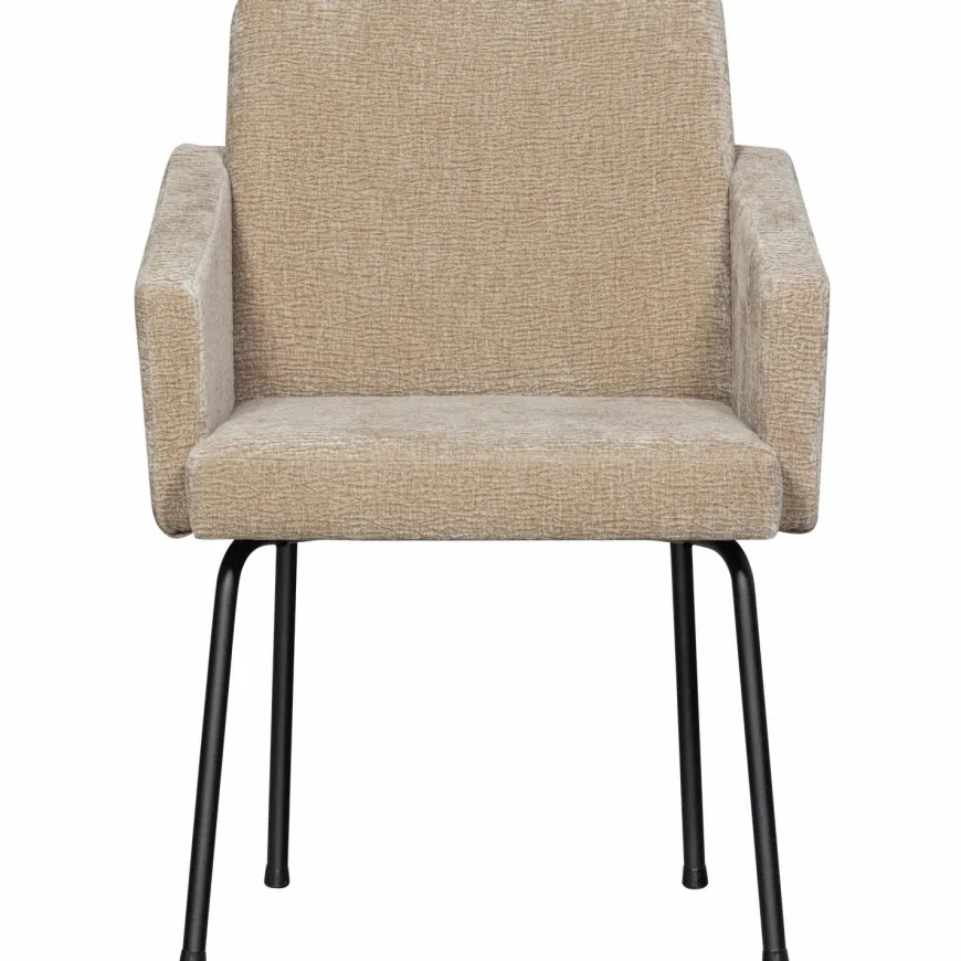 Woood MOUNT eetkamerstoel met armleuning 3D chenille zand