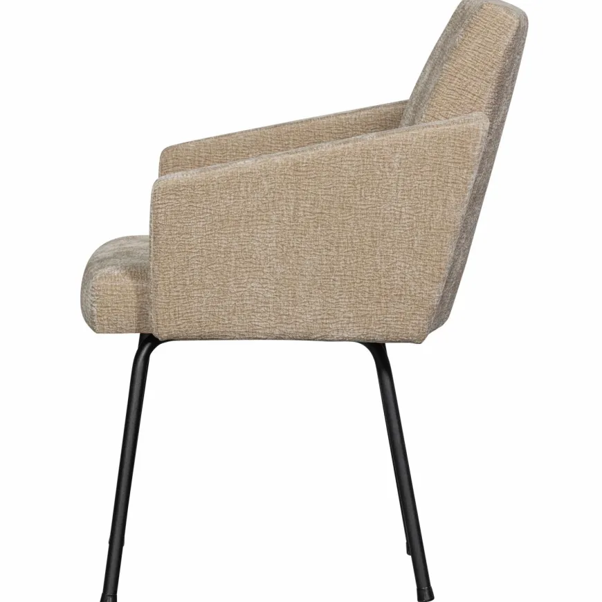 Woood MOUNT eetkamerstoel met armleuning 3D chenille zand